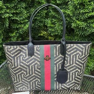 Gucci GG Supreme Monogram Caleido Web Tote Bag Authentic